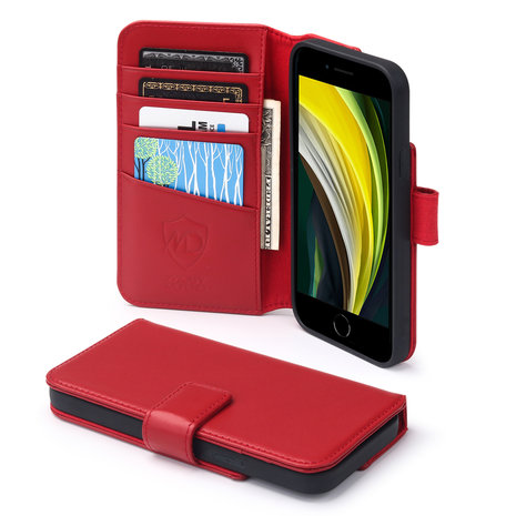 puberteit laten vallen Quagga iPhone SE (2020/2022) / iPhone 7 / iPhone 8 Hoesje, Luxe MobyDefend Wallet  Bookcase, Rood