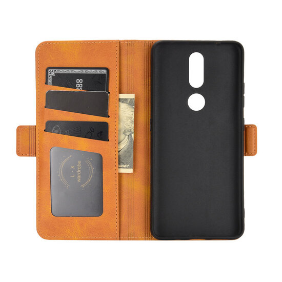 Nokia 2.4 Hoesje - MobyDefend Luxe Wallet Book Case (Sluiting Zijkant) - Lichtbruin