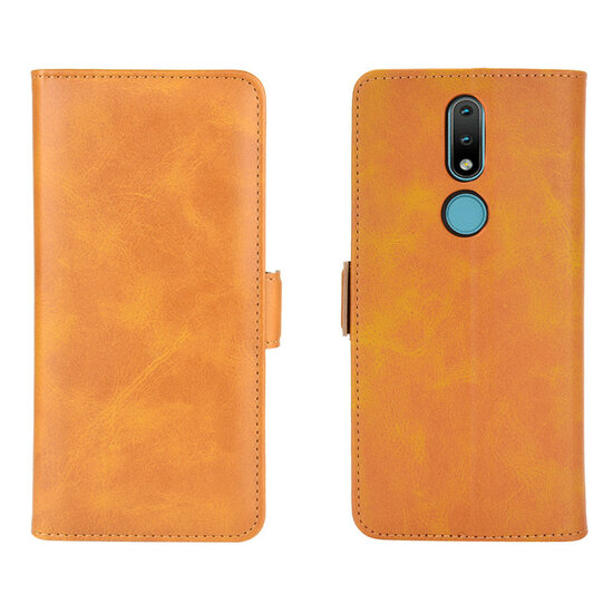 Nokia 2.4 Hoesje - MobyDefend Luxe Wallet Book Case (Sluiting Zijkant) - Lichtbruin