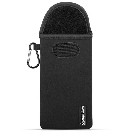 Hoesje voor Nokia 5.4 - MobyDefend Neopreen Pouch Met Karabijnhaak - Insteekhoesje - Riemlus Hoesje - Zwart