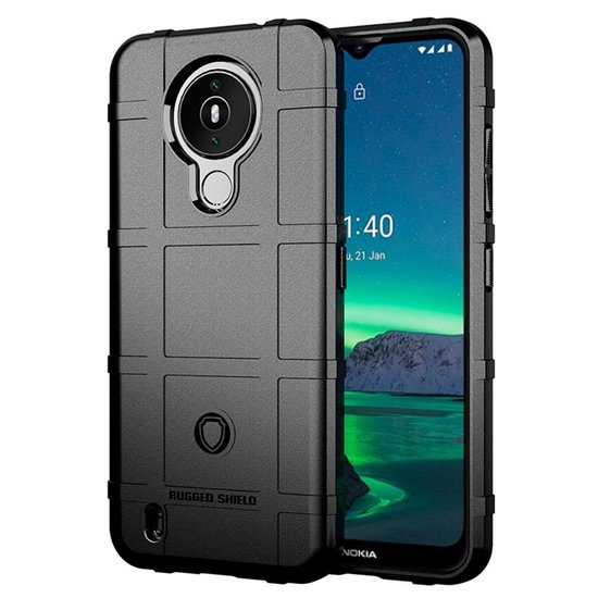 Nokia 1.4 Hoesje - Mobydefend Rugged Shield TPU Backcover - Zwart