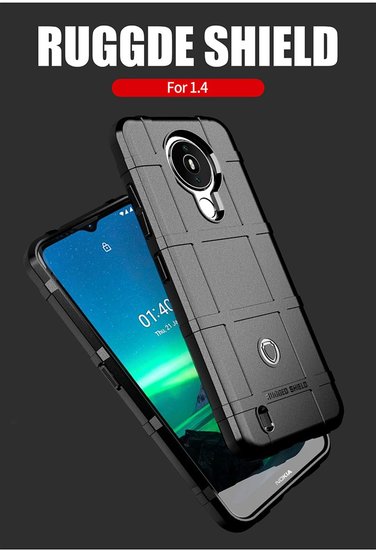 Nokia 1.4 Hoesje - Mobydefend Rugged Shield TPU Backcover - Zwart