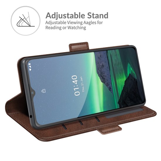 Nokia 1.4 Hoesje - MobyDefend Luxe Wallet Book Case (Sluiting Zijkant) - Bruin