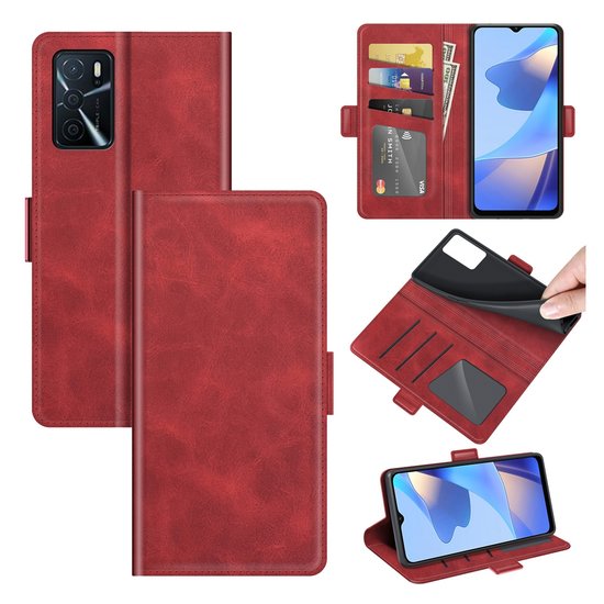 Oppo A16 / A16s / A54s Hoesje - MobyDefend Luxe Wallet Book Case (Sluiting Zijkant) - Rood