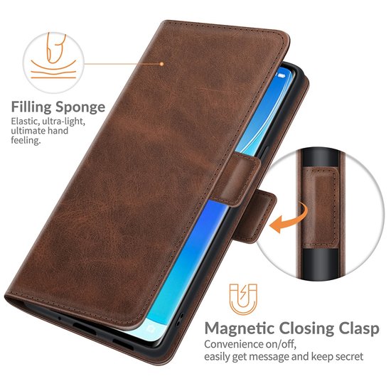 Oppo Reno6 Pro Hoesje - MobyDefend Luxe Wallet Book Case (Sluiting Zijkant) - Bruin