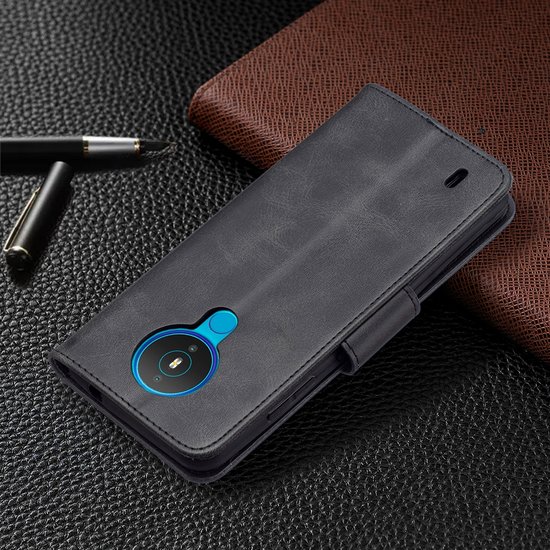 Nokia 1.4 Hoesje - MobyDefend Wallet Book Case Met Koord - Zwart