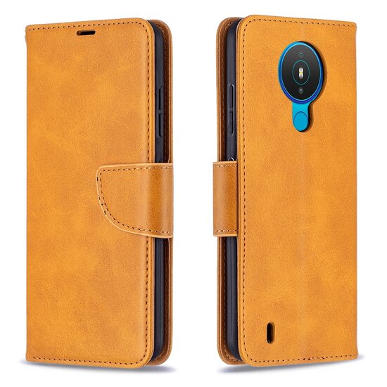 Nokia 1.4 Hoesje - MobyDefend Wallet Book Case Met Koord - Lichtbruin