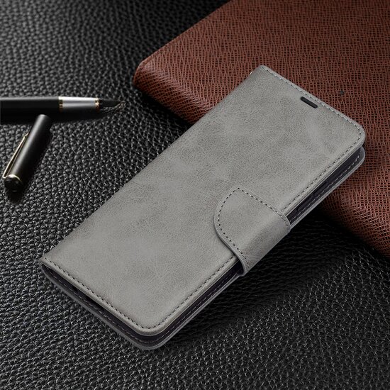 Nokia 1.4 Hoesje - MobyDefend Wallet Book Case Met Koord - Grijs