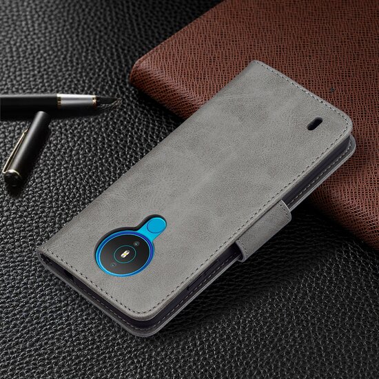 Nokia 1.4 Hoesje - MobyDefend Wallet Book Case Met Koord - Grijs