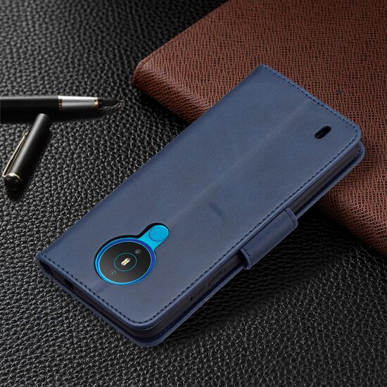 Nokia 1.4 Hoesje - MobyDefend Wallet Book Case Met Koord - Blauw