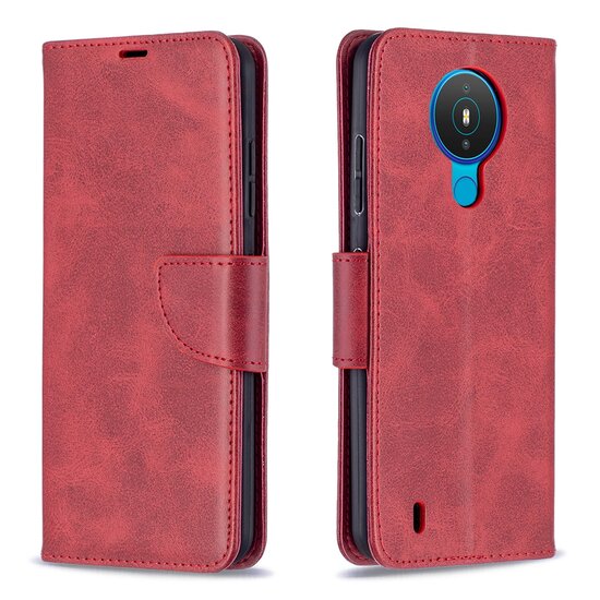 Nokia 1.4 Hoesje - MobyDefend Wallet Book Case Met Koord - Rood