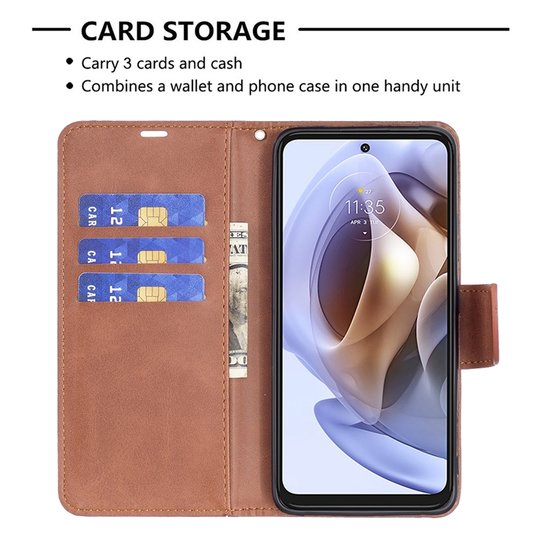 Motorola Moto G31 / Moto G41 Hoesje - MobyDefend Wallet Book Case Met Koord - Bruin