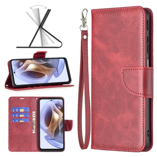 Motorola Moto G31 / Moto G41 Hoesje - MobyDefend Wallet Book Case Met Koord - Rood