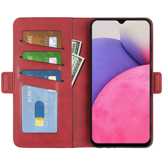 Samsung Galaxy A33 Hoesje - MobyDefend Luxe Wallet Book Case (Sluiting Zijkant) - Rood