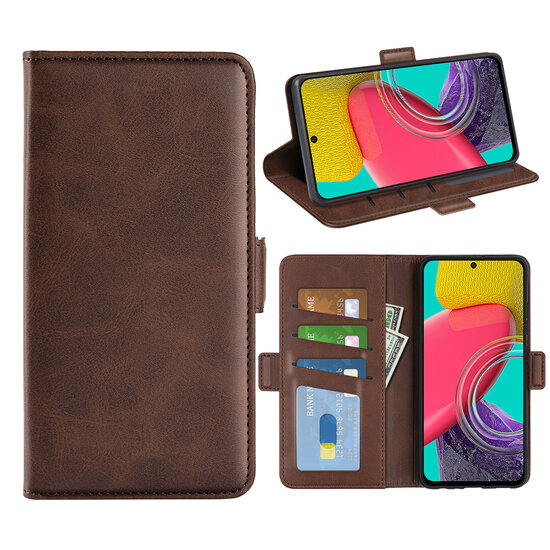 Samsung Galaxy M53 Hoesje - MobyDefend Luxe Wallet Book Case (Sluiting Zijkant) - Bruin