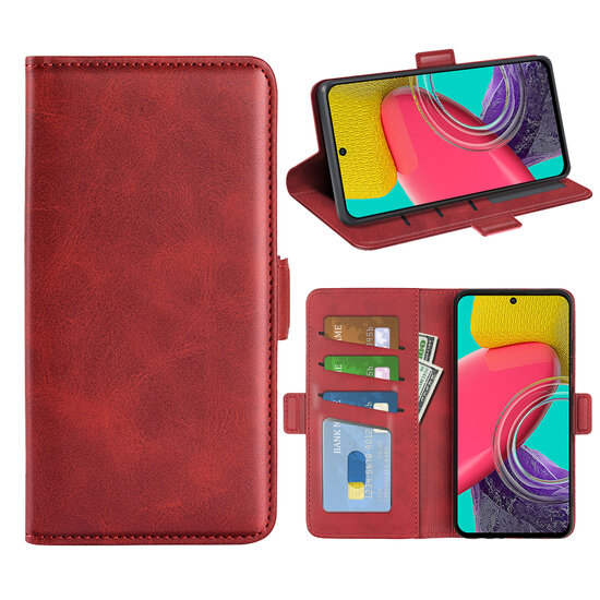 Samsung Galaxy M53 Hoesje - MobyDefend Luxe Wallet Book Case (Sluiting Zijkant) - Rood