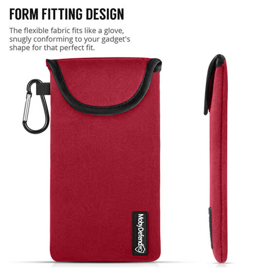 Hoesje voor Motorola Moto G52 - MobyDefend Neopreen Pouch Met Karabijnhaak - Insteekhoesje - Riemlus Hoesje - Rood