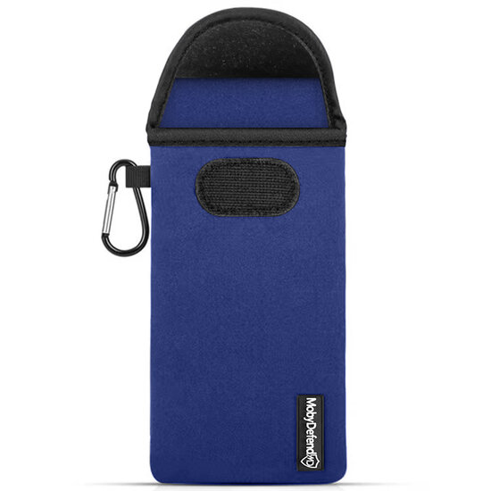 Hoesje voor Samsung Galaxy M52, MobyDefend Neopreen Pouch Met Karabijnhaak, Insteekhoesje, Riemlus Hoesje, Blauw