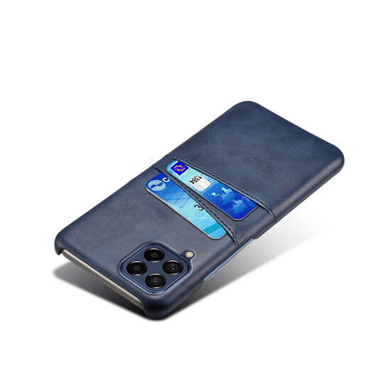 Samsung Galaxy M53 Hoesje - MobyDefend Lederen Backcover Met Vakjes Voor Pasjes - Blauw