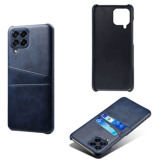 Samsung Galaxy M53 Hoesje - MobyDefend Lederen Backcover Met Vakjes Voor Pasjes - Blauw