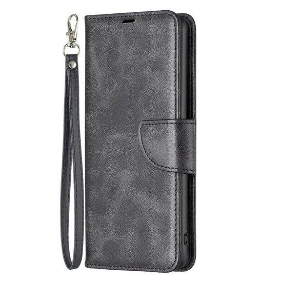 Oppo A17 Hoesje - MobyDefend Wallet Book Case Met Koord - Zwart