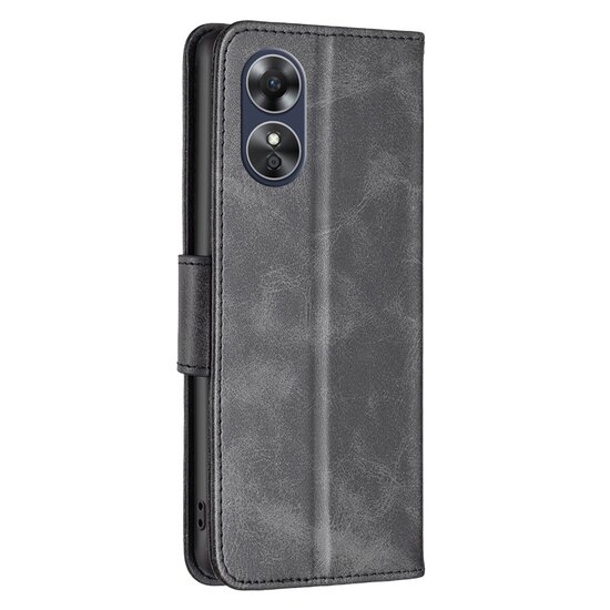 Oppo A17 Hoesje - MobyDefend Wallet Book Case Met Koord - Zwart