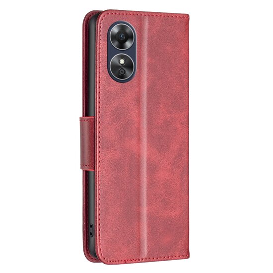 Oppo A17 Hoesje - MobyDefend Wallet Book Case Met Koord - Rood