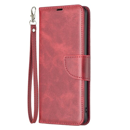 Oppo A17 Hoesje - MobyDefend Wallet Book Case Met Koord - Rood