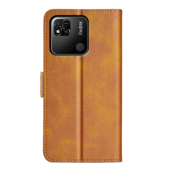 Xiaomi Redmi 10A Hoesje - MobyDefend Luxe Wallet Book Case (Sluiting Zijkant) - Lichtbruin