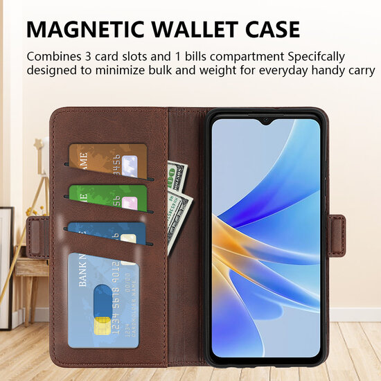 Oppo A17 Hoesje - MobyDefend Luxe Wallet Book Case (Sluiting Zijkant) - Zwart