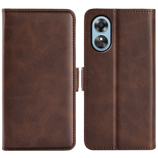 Oppo A17 Hoesje - MobyDefend Luxe Wallet Book Case (Sluiting Zijkant) - Bruin