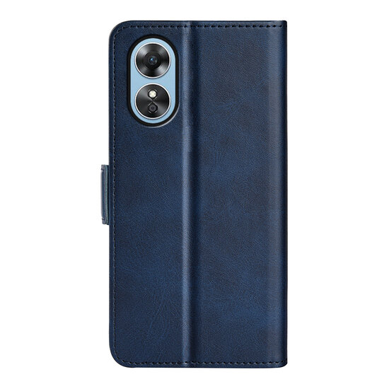 Oppo A17 Hoesje - MobyDefend Luxe Wallet Book Case (Sluiting Zijkant) - Blauw