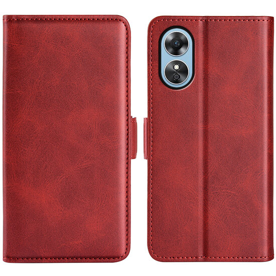 Oppo A17 Hoesje - MobyDefend Luxe Wallet Book Case (Sluiting Zijkant) - Rood