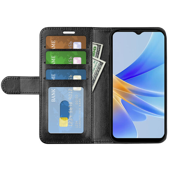 Oppo A17 Hoesje - MobyDefend Wallet Book Case (Sluiting Achterkant) - Zwart