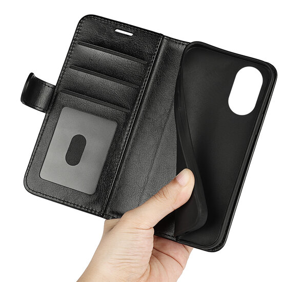 Oppo A17 Hoesje - MobyDefend Wallet Book Case (Sluiting Achterkant) - Zwart