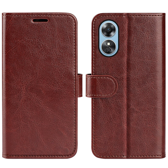 Oppo A17 Hoesje - MobyDefend Wallet Book Case (Sluiting Achterkant) - Bruin