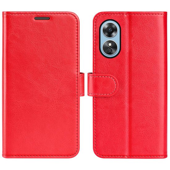 Oppo A17 Hoesje - MobyDefend Wallet Book Case (Sluiting Achterkant) - Rood