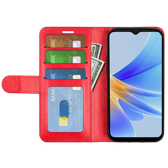 Oppo A17 Hoesje - MobyDefend Wallet Book Case (Sluiting Achterkant) - Rood