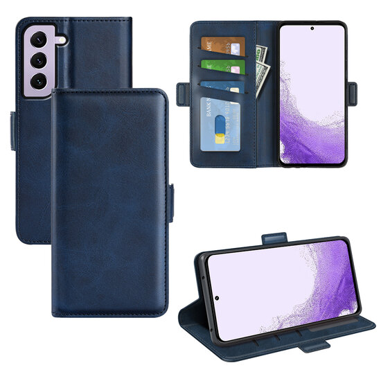 Samsung Galaxy S23 Hoesje - MobyDefend Luxe Wallet Book Case (Sluiting Zijkant) - Blauw