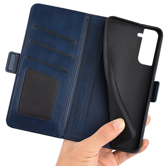 Samsung Galaxy S23 Hoesje - MobyDefend Luxe Wallet Book Case (Sluiting Zijkant) - Blauw