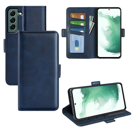 Samsung Galaxy S23 Plus (S23+) Hoesje - MobyDefend Luxe Wallet Book Case (Sluiting Zijkant) - Blauw