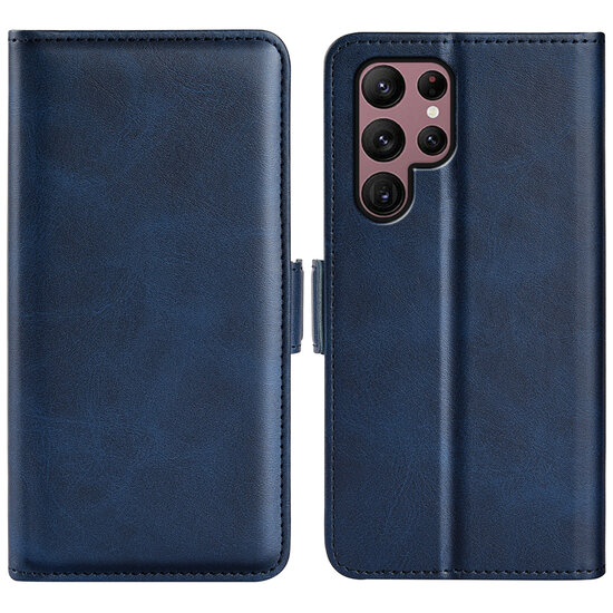 Samsung Galaxy S23 Ultra Hoesje - MobyDefend Luxe Wallet Book Case (Sluiting Zijkant) - Blauw