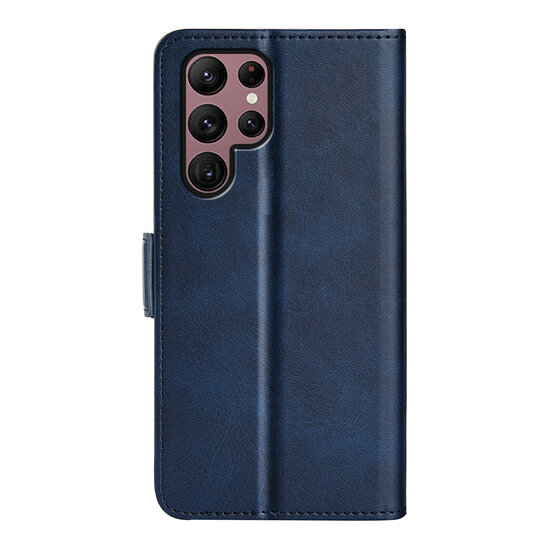 Samsung Galaxy S23 Ultra Hoesje - MobyDefend Luxe Wallet Book Case (Sluiting Zijkant) - Blauw