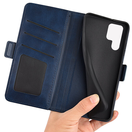 Samsung Galaxy S23 Ultra Hoesje - MobyDefend Luxe Wallet Book Case (Sluiting Zijkant) - Blauw