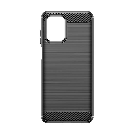 Motorola Moto G73 Hoesje - MobyDefend TPU Backcover - Geborstelde Metaal &amp; Carbon-Look - Zwart