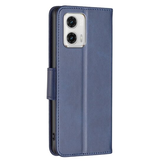 Motorola Moto G73 Hoesje - MobyDefend Wallet Book Case Met Koord - Blauw