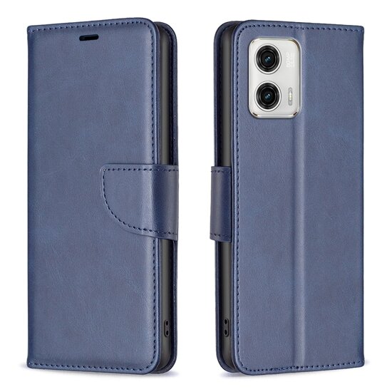 Motorola Moto G73 Hoesje - MobyDefend Wallet Book Case Met Koord - Blauw