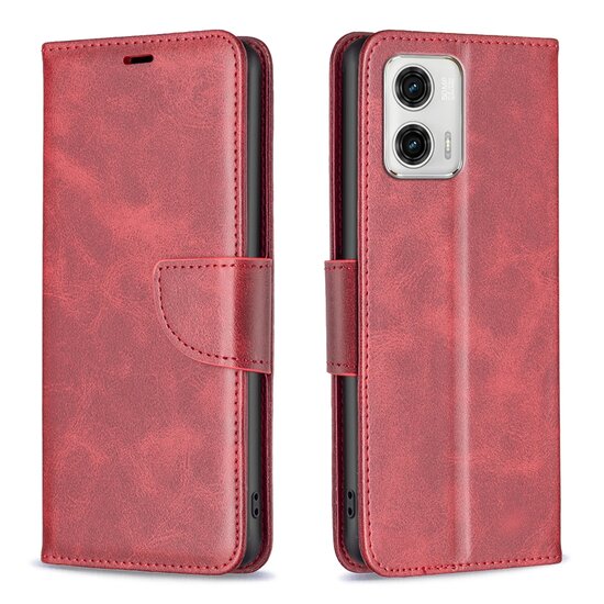 Motorola Moto G73 Hoesje - MobyDefend Wallet Book Case Met Koord - Rood