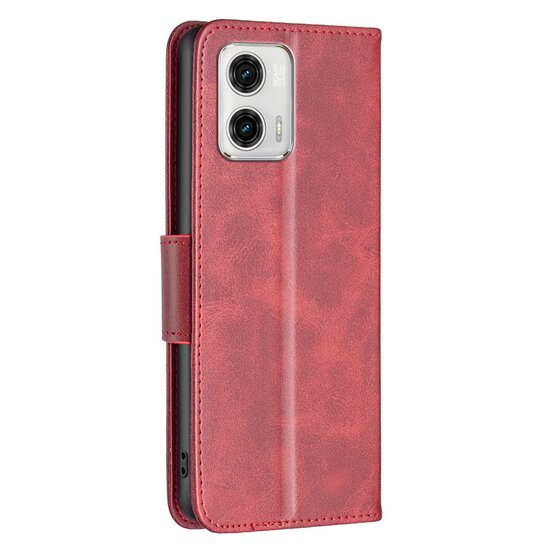 Motorola Moto G73 Hoesje - MobyDefend Wallet Book Case Met Koord - Rood