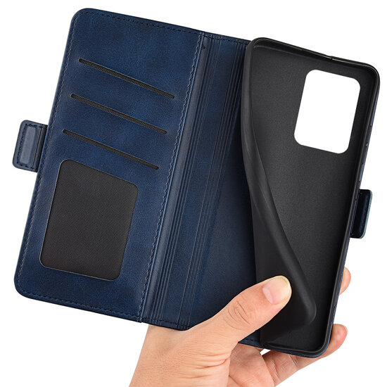 Xiaomi Redmi Note 12 Pro Plus 5G Hoesje - MobyDefend Luxe Wallet Book Case (Sluiting Zijkant) - Blauw